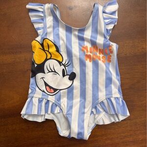 H&M Blue and White Minnie Mouse Swimsuit